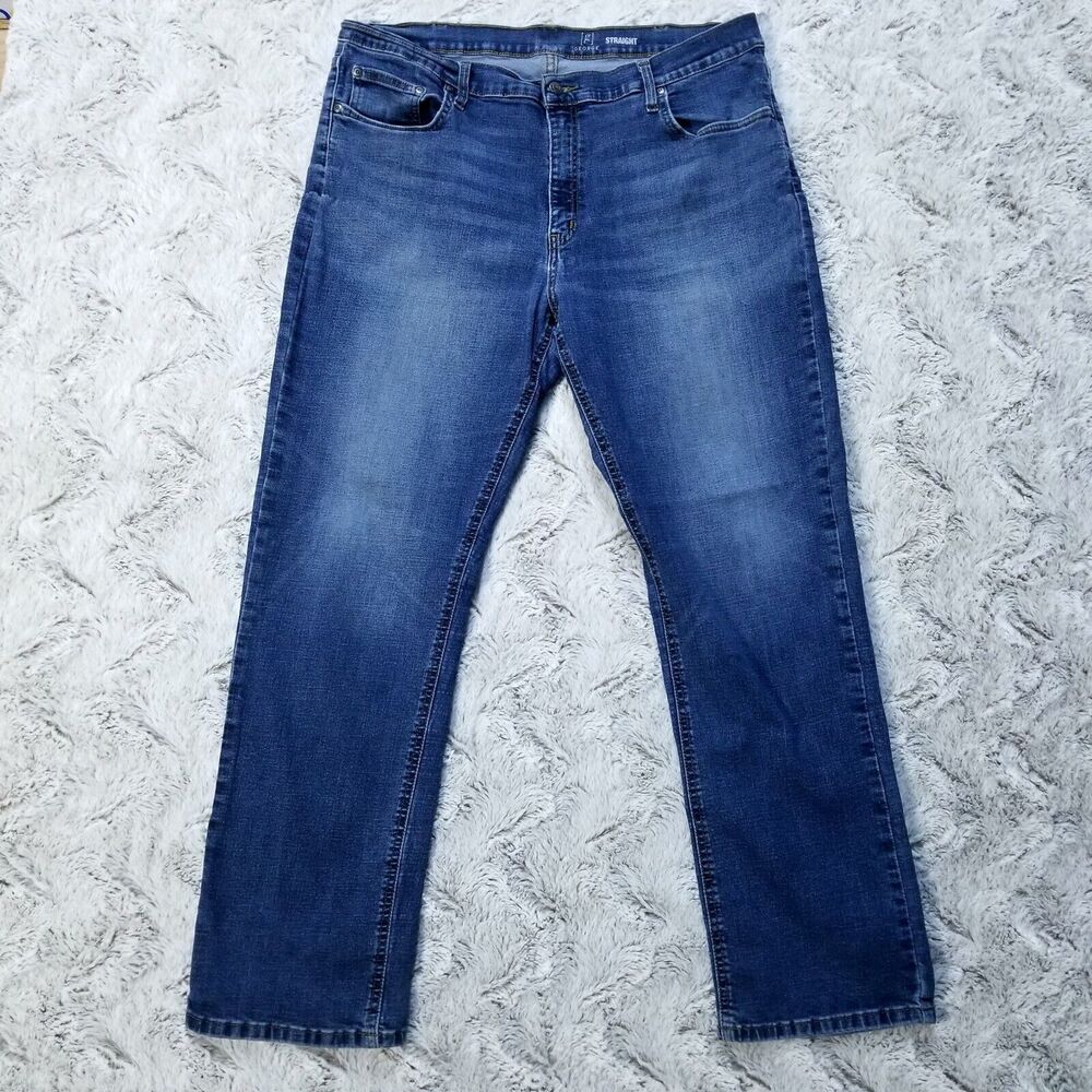 George Jeans Mens 40x32 Blue Regular Straight Dark Wash American Denim